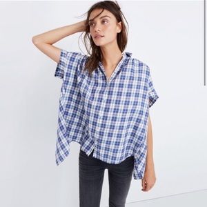 Madewell Central Plaid Split Back Button Front Top